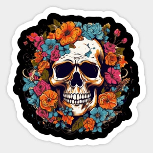 Skull Flower Guitar Fusion Sticker